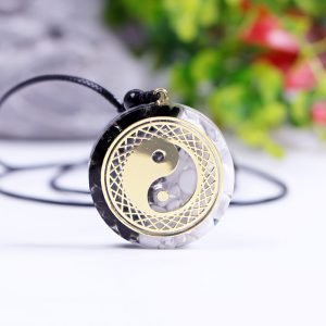 Yin And Yang Necklace Tai Chi Pendant Howlite And Obsidian 1