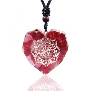 Bai Yujing Heart-Shaped Crystal Pendant Red Coloured Glaze Reiki Healing 1