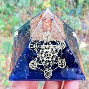Lapis Lazuli Crystal Pillar Metatron's Cube Orgone Pyramid