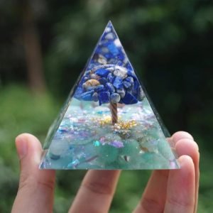 Lapis Lazuli & Green Aventurine TREE Of LIFE ‘BALANCE YOUR CHAKRAS ORGONITE Pyramid