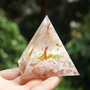 Handmade Chalcedony & Pink Opal TREE Of LIFE 'SELF-PERCEPTION' ORGONITE Pyramid