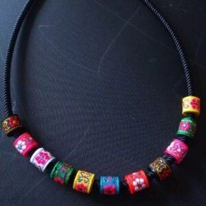 Colorful woven embroidered collar collarbone chain retro style cotton linen accessories