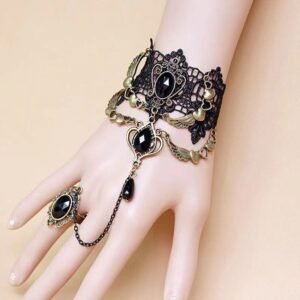 Palace Vintage Crystal Lace Bracelet Ring One Piece Chain